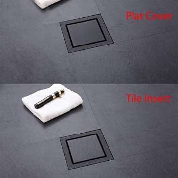 RANDOM Stylish Black Shower Drain with Removable Cover