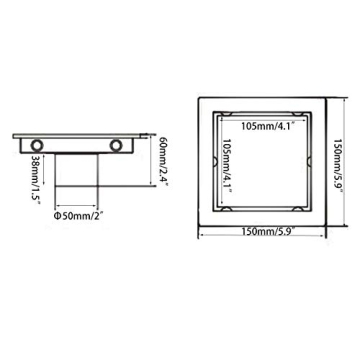 RANDOM Stylish Black Shower Drain with Removable Cover