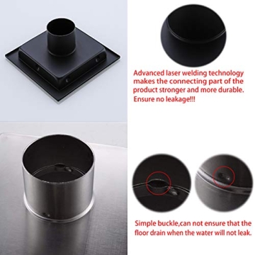 RANDOM Stylish Black Shower Drain with Removable Cover