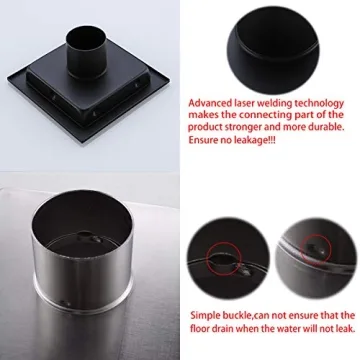 RANDOM Stylish Black Shower Drain with Removable Cover