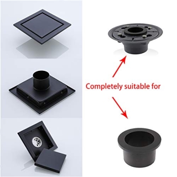 RANDOM Stylish Black Shower Drain with Removable Cover