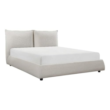 Elegant Chenille Upholstery Full Platform Bed in Beige