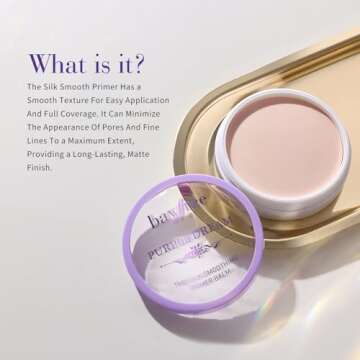 bayfree Silk Smoothing Primer Balm, Poreless Primer for Smooth & Flawless Skin, Long Lasting, Soft Texture, Matte Finish, Fills in Pores and Fine Lines, 0.35 oz