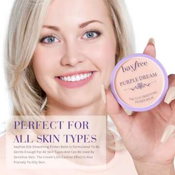 bayfree Silk Smoothing Primer Balm, Poreless Primer for Smooth & Flawless Skin, Long Lasting, Soft Texture, Matte Finish, Fills in Pores and Fine Lines, 0.35 oz