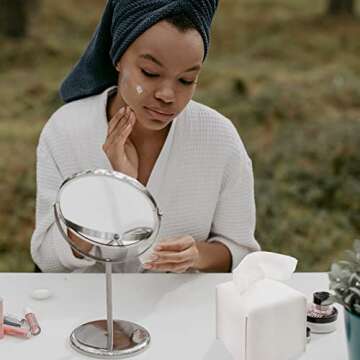 Zen Lyfe Tissue Box Cover Holder, Modern Square Decorative PU Leather Organizer with Bottom Belt for Bathroom Countertop, Nightstand, Office Desk(5.1''*5.1''*5.1'', with Bottom Belt)