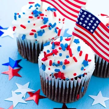 Whaline 52ft Glitter Patriotic Star Streamers for Parties