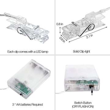 AOSTAR Photos Clips String Lights 20 LED Battery Operated Fairy String Lights for Bedroom Hanging Photos, Room Decor for Teen Girls, Thanksgiving Christmas Wedding Decorations(10FT Warm White)