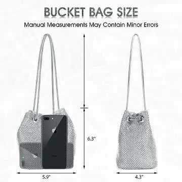 JIAN YA NA Full Rhinestones Bucket Bag for Women Fashion Shoulder Bag Purses Crossbody Bags with Long Chain Evening Bag for Wedding Party
