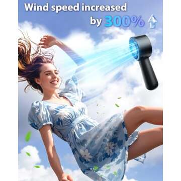 Portable Handheld Fan - Personal Hand Held Turbo Fans, USB-C Rechargeable Battery, 5-Speed Settings,...