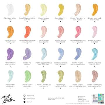 Mont Marte Pastel Acrylic Paint Set - 24 Vibrant Colors