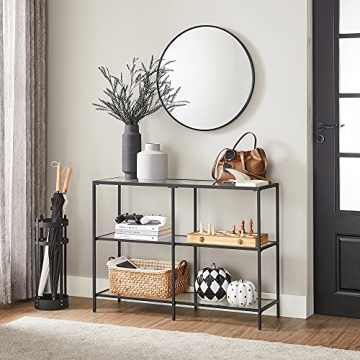 VASAGLE Modern Console Table with Glass Shelves