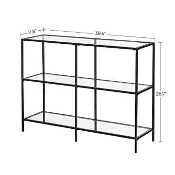 VASAGLE Modern Console Table with Glass Shelves