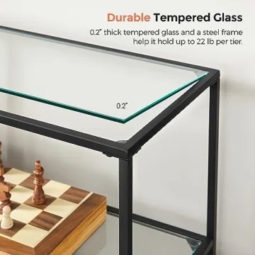 VASAGLE Modern Console Table with Glass Shelves