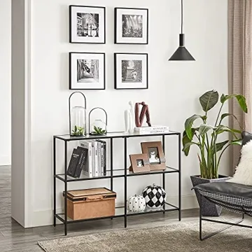 VASAGLE Modern Console Table with Glass Shelves