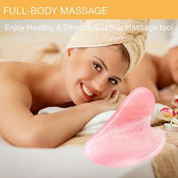 KIMANN Gua Sha Rose Quartz Face Scraping Massage Tool Jade GuaSha Stone Facial Tool for Anti Aging Face Muscle Scraper Neck Body Relaxing