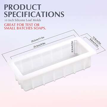 Nicole 10" Silicone Loaf Mold - Perfect for Soap Making