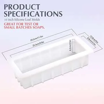 Nicole 10" Silicone Loaf Mold - Perfect for Soap Making