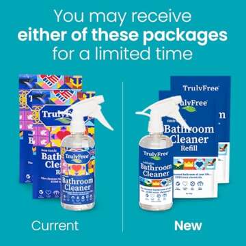 2-Pack TrulyFree Bathroom Cleaner - Cleaning Spray, for Toilet, Sink, Tub, Shower - Includes: 16-oz Spray Bottle, One refill pouch used for initial fill and one pouch for Refill when needed (3 oz)