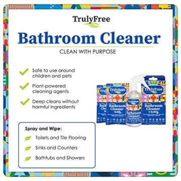 2-Pack TrulyFree Bathroom Cleaner - Cleaning Spray, for Toilet, Sink, Tub, Shower - Includes: 16-oz Spray Bottle, One refill pouch used for initial fill and one pouch for Refill when needed (3 oz)