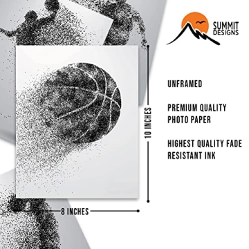 Basketball Wall Art Prints Set of 4 for Kids Teens