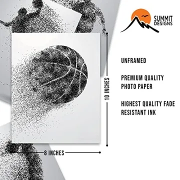 Basketball Wall Art Prints Set of 4 for Kids Teens