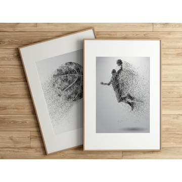 Basketball Wall Art Prints Set of 4 for Kids Teens