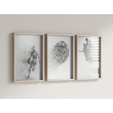 Basketball Wall Art Prints Set of 4 for Kids Teens