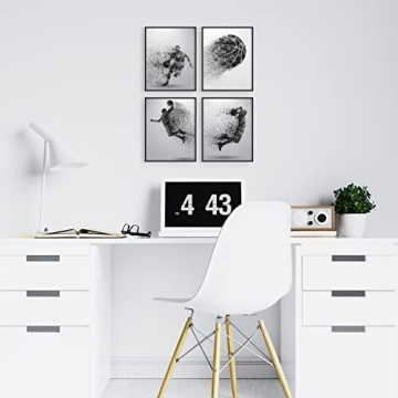 Basketball Wall Art Prints Set of 4 for Kids Teens