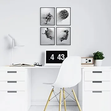 Basketball Wall Art Prints Set of 4 for Kids Teens