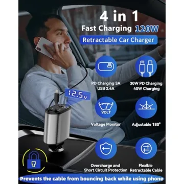 Retractable Car Charger for Fast Charging on the Go