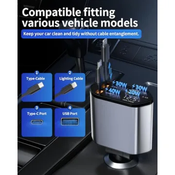 Retractable Car Charger for Fast Charging on the Go