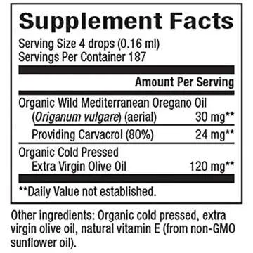 Natural Factors - Oil of Oregano, Certified Organic Support for Healthy Immunity and Cholesterol, 18...