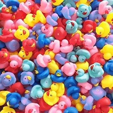 Novelty Place 12Pcs Assorted Rubber Duck Float Ducky Baby Bath Shower Toy - Colorful Mini Bath Duckies for Toddlers and Kids | Birthday Gift, Party Favor, Bathtub Decoration