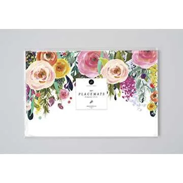 DB Party Studio Paper Placemats Pack of 25 Easy Cleanup Disposable Place Settings For All Occasion Dinner Banquet Cocktail Parties Gorgeous Flower Blooms Guest Seating Place Mats Decor 17" x 11"