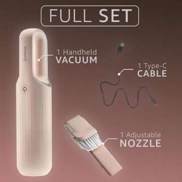 HOMEQUIP Handheld Portable Cordless Vacuum Cleaner - Easy to Use, Lightweight, Compact Design - Hand Vacuum for Dust Pet Hair Dirt Home Car Interior - Rechargeable Battery with USB-C Cable