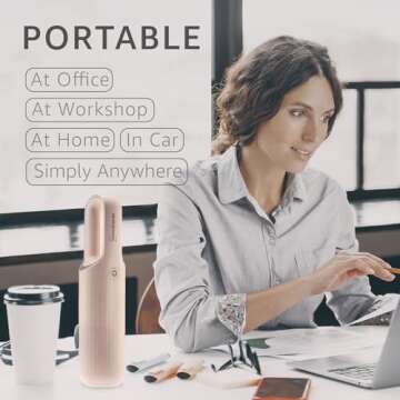 HOMEQUIP Handheld Portable Cordless Vacuum Cleaner - Easy to Use, Lightweight, Compact Design - Hand Vacuum for Dust Pet Hair Dirt Home Car Interior - Rechargeable Battery with USB-C Cable