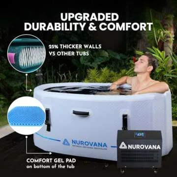 Cold Plunge Tub with Water Chiller Port - XL 59in Portable Ice Bath Tub for Athletes - Inflatable Ice Plunge Tub for Cold Therapy - Ice Plunge Tub Chiller for Ice Baths at Home Ice Pod