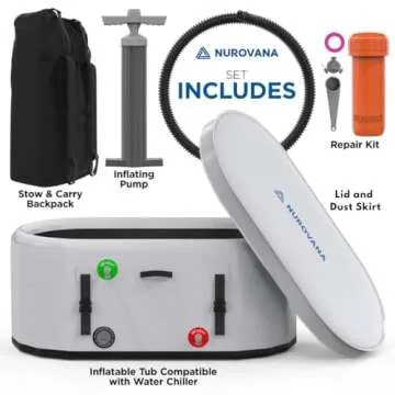 Cold Plunge Tub with Water Chiller Port - XL 59in Portable Ice Bath Tub for Athletes - Inflatable Ice Plunge Tub for Cold Therapy - Ice Plunge Tub Chiller for Ice Baths at Home Ice Pod