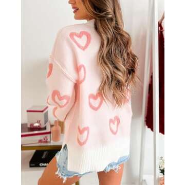 Cute Heart Sweater for Women Casual Valentine's Day