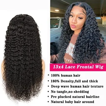 28 Inch Deep Wave Lace Front Wig 180% Density for Women