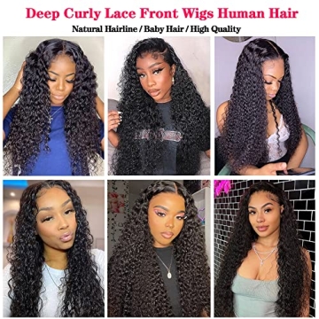 28 Inch Deep Wave Lace Front Wig 180% Density for Women