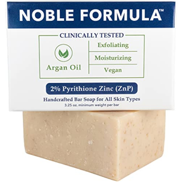 Noble Formula Zinc Bar Soap, Vegan Argan Oil 2% Pyrithione Zinc (ZnP) for All Skin Types Including T...