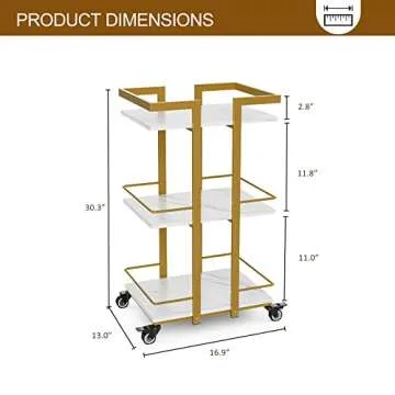 Paddie Esthetician Cart with Wheels, Salon Lash Spa Rolling Trolley Cart, White & Gold