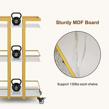 Paddie Esthetician Cart with Wheels, Salon Lash Spa Rolling Trolley Cart, White & Gold