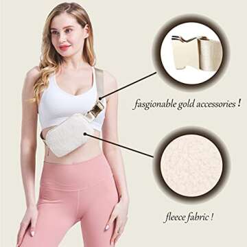 Sherpa Belt Bag for Women Men, Fashion Fleece Fanny Packs, Cute Fuzzy Crossbody Bags with Adjustable...