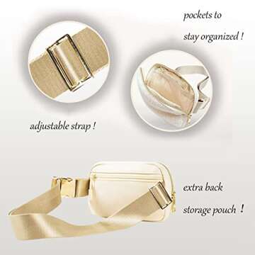 Sherpa Belt Bag for Women Men, Fashion Fleece Fanny Packs, Cute Fuzzy Crossbody Bags with Adjustable Strap for Running Travel Hiking Cycling (Fleece | Cream)