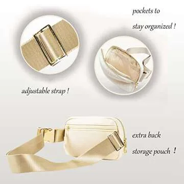 Sherpa Belt Bag for Women Men, Fashion Fleece Fanny Packs, Cute Fuzzy Crossbody Bags with Adjustable Strap for Running Travel Hiking Cycling (Fleece | Cream)