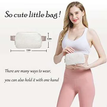 Sherpa Belt Bag for Women Men, Fashion Fleece Fanny Packs, Cute Fuzzy Crossbody Bags with Adjustable Strap for Running Travel Hiking Cycling (Fleece | Cream)