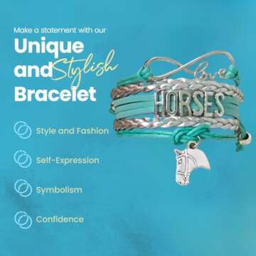 Infinity Collection Horse Gifts for Girls, Horse Bracelet, Horse Jewelry, Equestrian Gift, Horse Gir...