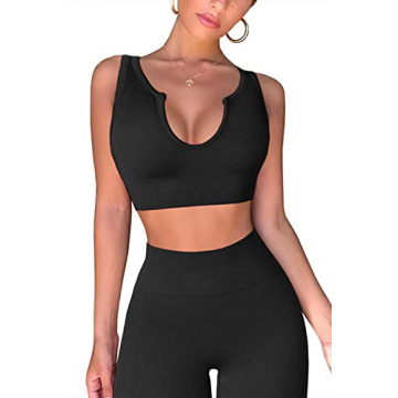 High Waist Workout Leggings and Seamless Bra Set